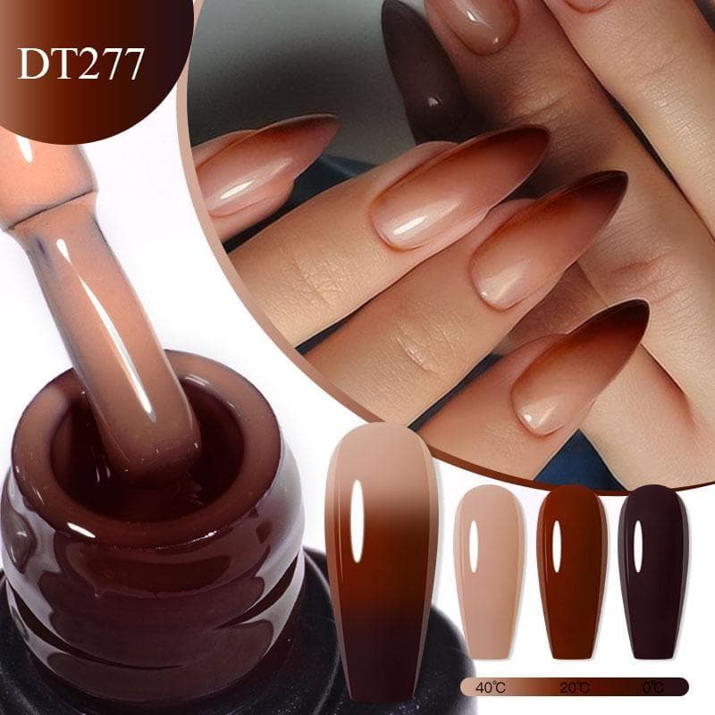 MEET ACROSS 7ml Purple Glitter Auroras Thermal Gel Nail Polish Winter 3 Layers Temperature Color Changing Semi Permanent Manicure Nail Art Gel Varnish FFQ52411-13