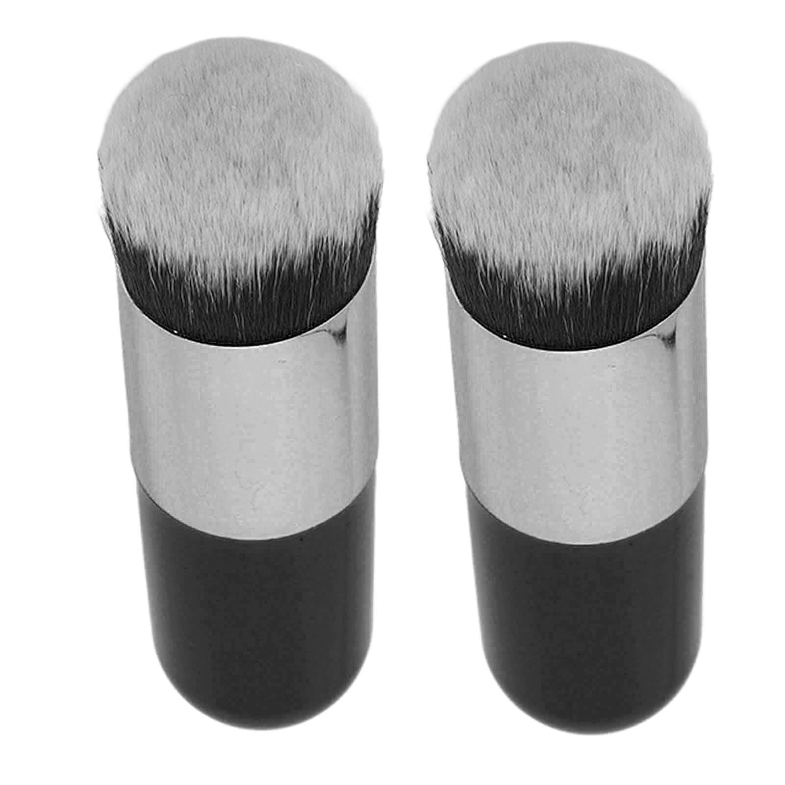 2Pcs Face Makeup Brush Soft Bristle Round Handle Chubby Makeup Brush for Blending Liquid Cream