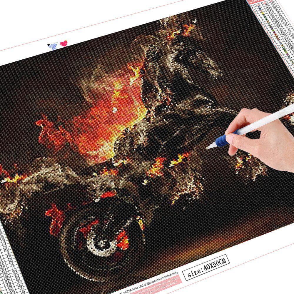 Full Round Diamond Embroidery Horse 5d Diamond Painting Fire Mosaic Rhinestone Picture 20X30