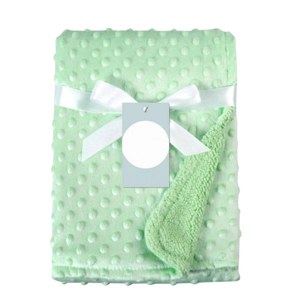 76*102cm Cute Infant Baby Warm Double Layer Blankets Swaddle Bathing Towels green
