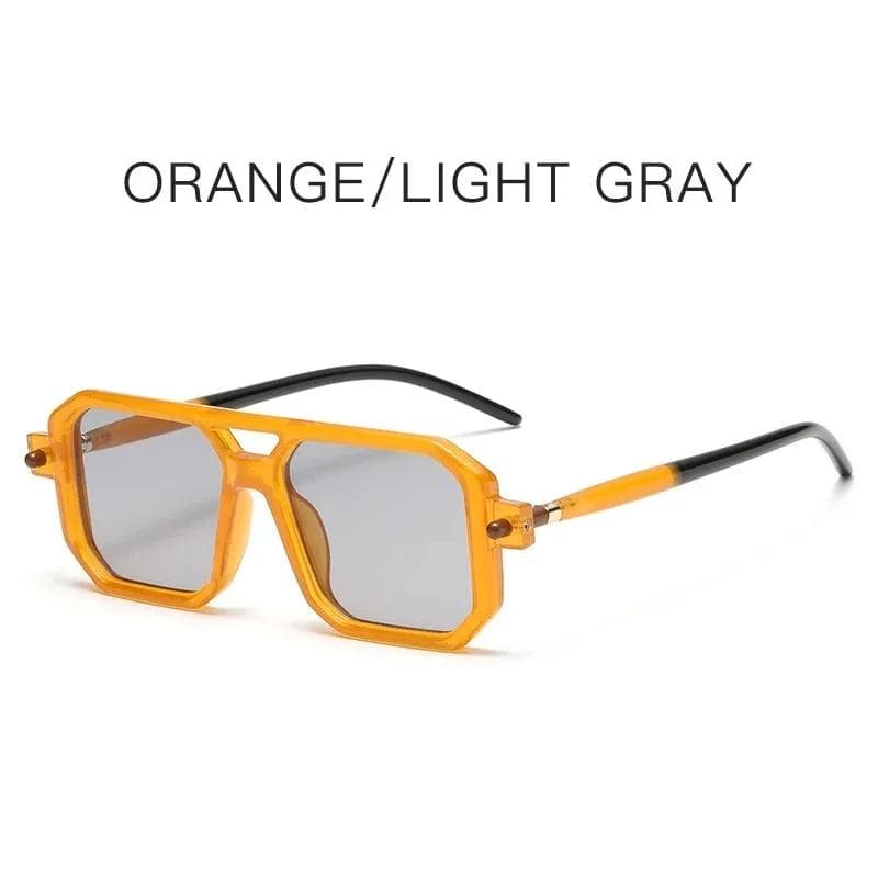 Vintage Square Sunglasses for Men Retro Double Bridge Trendy Brand Design Shades Fashion Male Sun Glasses Eyewear