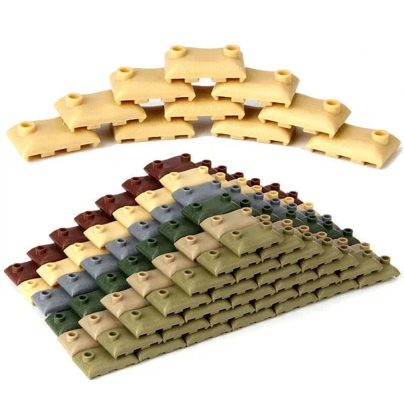 60pcs MOC Military Sandbag Building Blocks Compatible WW2 Soldiers Weapon Bricks DIY Army Scene Parts Toys for Boys Gift