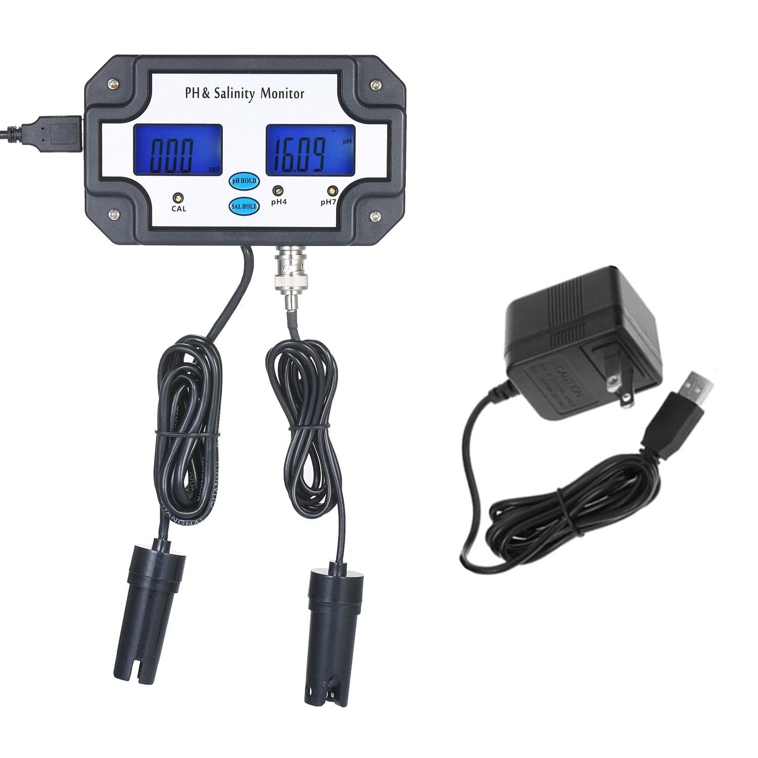 PH/Salinity Meter Water Quality Tester Detector PH & Salinity Monitor 2 in 1 Water Quality Analysis US Plug