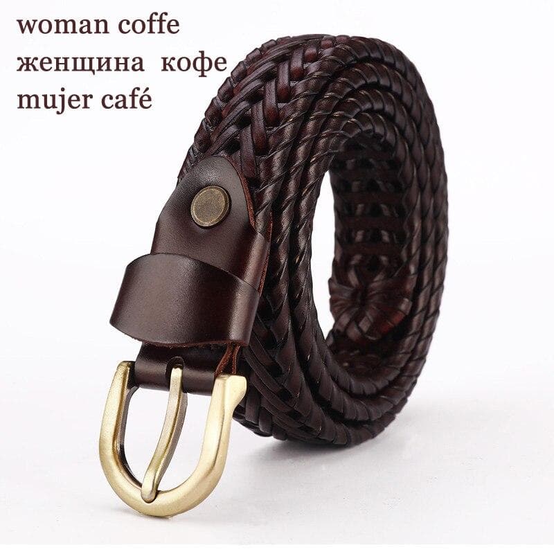 Woven belt genuine leather women's straps man belts Wide girdle Male cow skin vintage fashion brand 115CM red