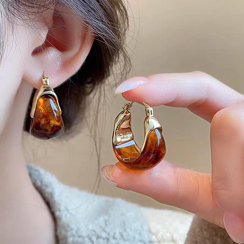 U-Shaped Resin Ear Cuffs Retro Y2K High-End Autumn & Winter Earrings