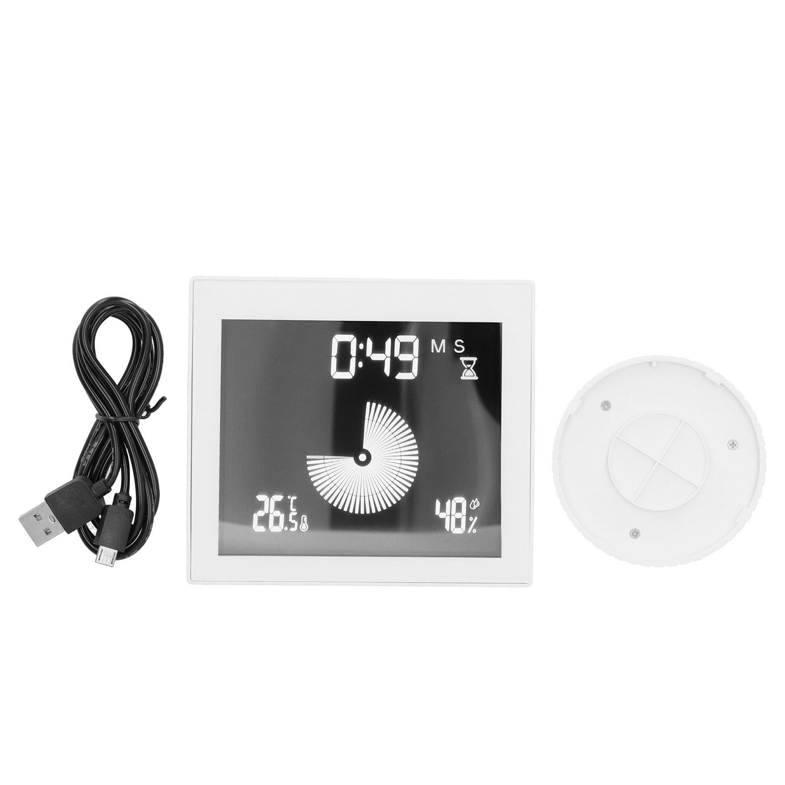 Multifunctional Temperature Humidity Meter with Timing Alarm Clock Function White USB 5V 1A
