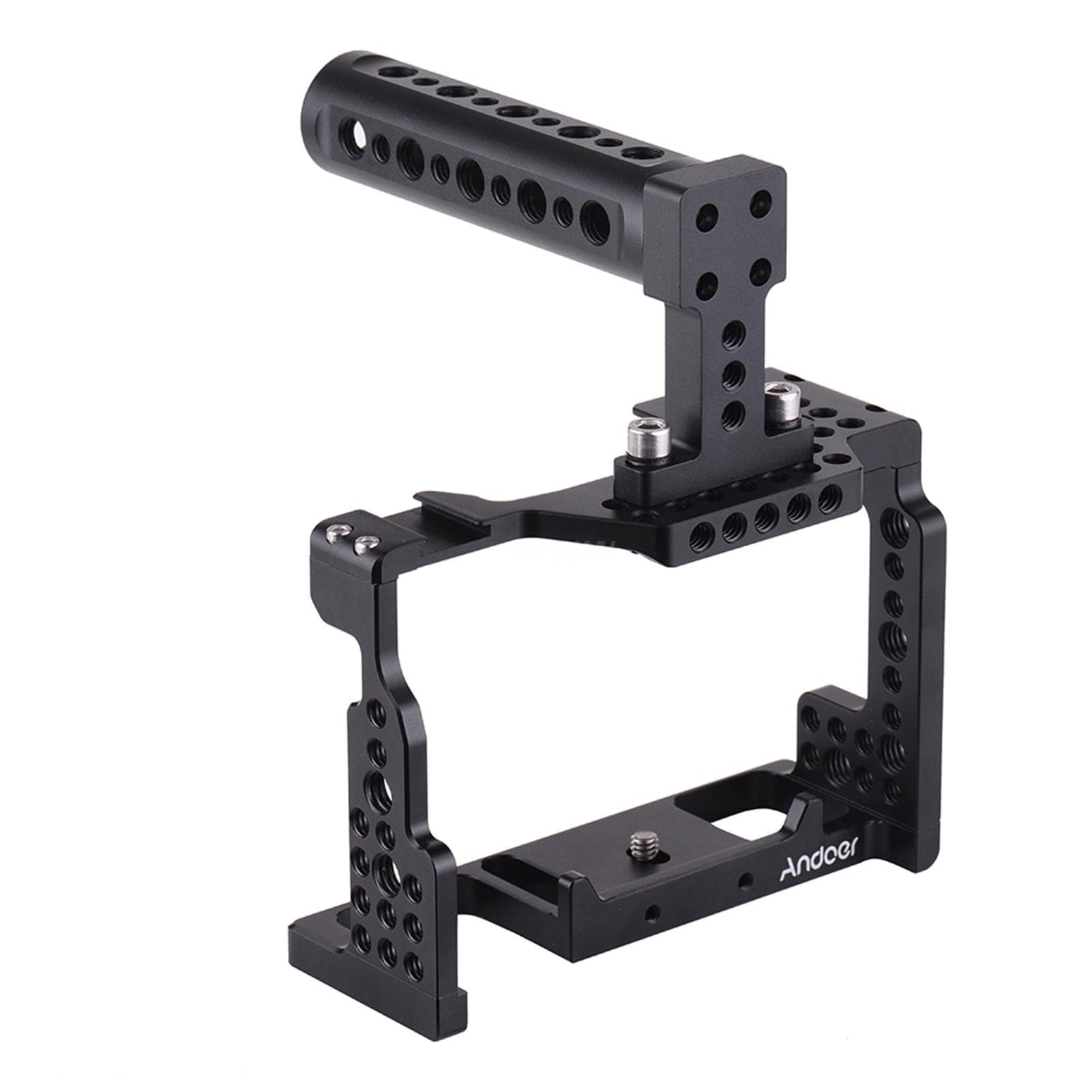 Camera Cage + Top Handle Kit Video Film Movie Making Stabilizer Aluminum Alloy with Cold Camera Cage & Top Handle black