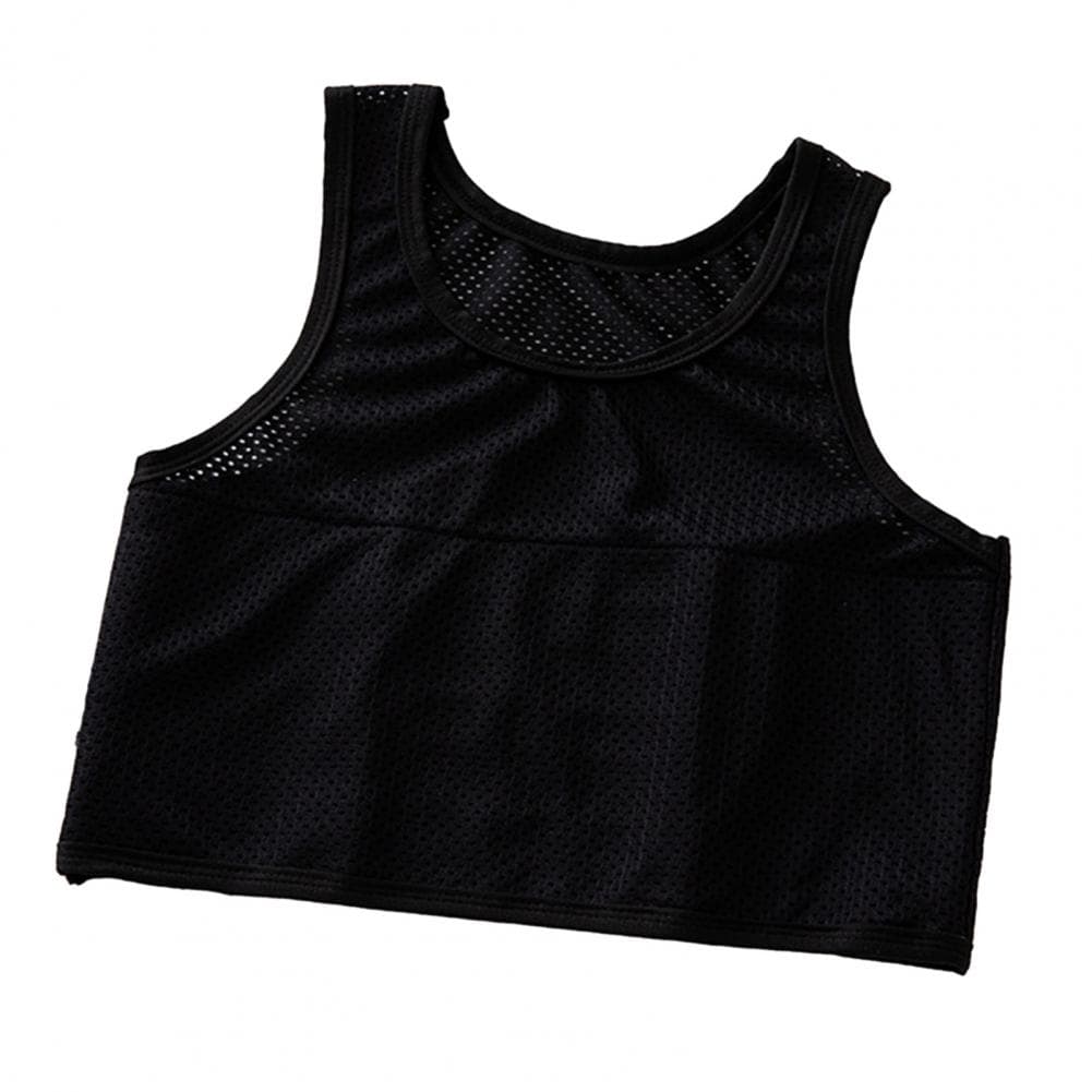 Summer Men Short Type Sport Vest O-Neck Sleeveless Breathable Holes Thin High Elastic Fitness Running Tops M black