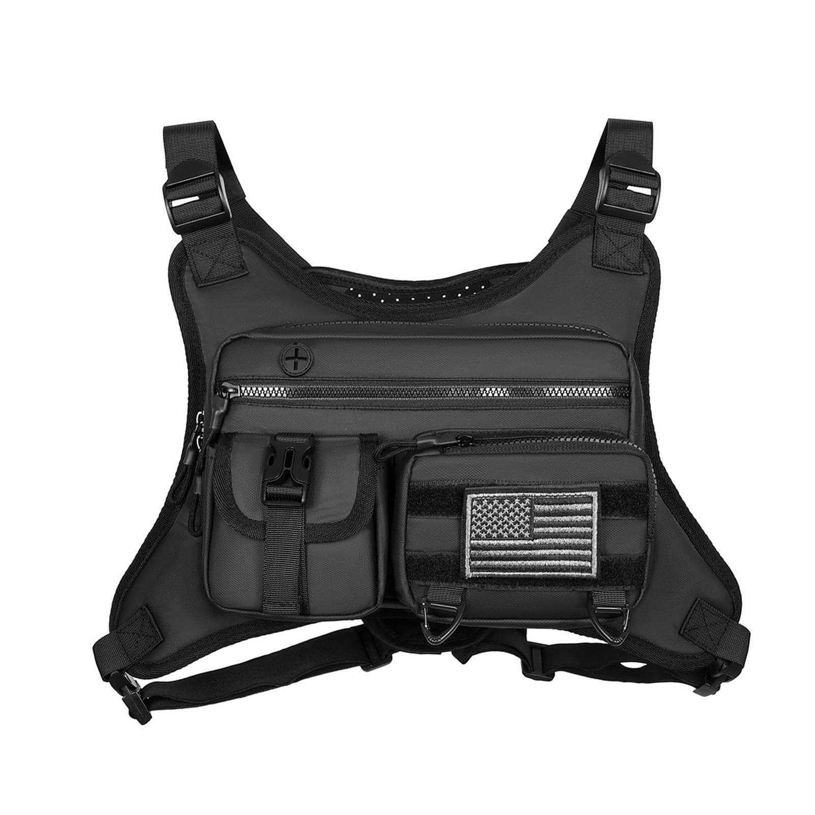 Sports Chest Bag Water Resistant Lightweight Men Front Running Vest Bag black