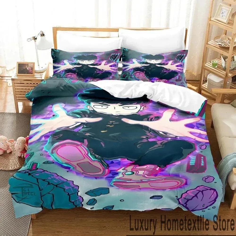 Anime Mob Psycho 100 Bedding Set Duvet Cover Bed Set Quilt Cover Pillowcase Comforter king Queen Size Boys Adult Bedding Set 70x133cm 2pcs