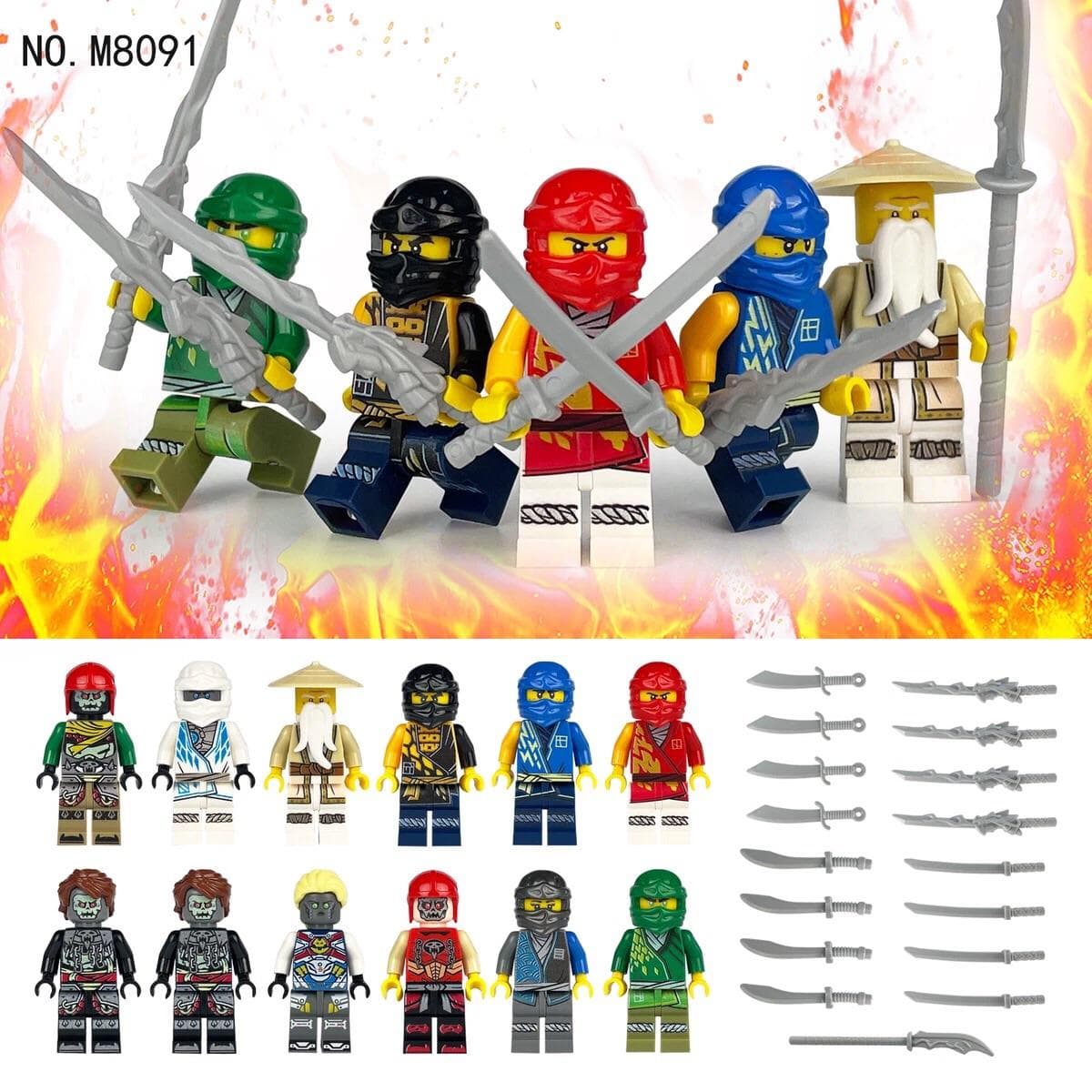 38 Styles Ninja MiniFigures Building Block Dolls Ninja with Weapon Figures Bricks Toys for Children