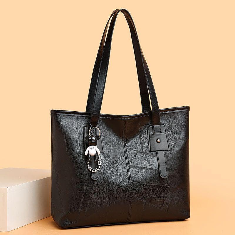 Women's Handbag Splicing Tote Bag Casual Shoulder Bag Large Capacity Versatile Commuter Handbag 33*12*28cm black