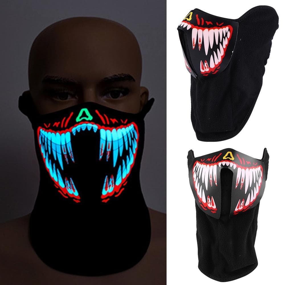 LED Big Terror Masks VoicE activated Music Mask Festival Party Dance(red)