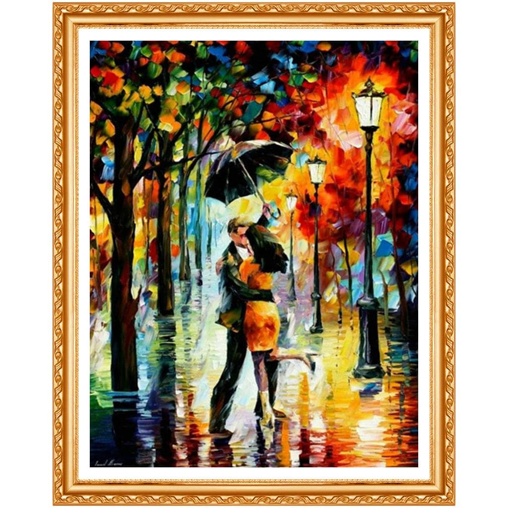 Diamond Embroidery Fashion Diy Diamond Painting Cross Stitch Kit Inlaid Decor Embroider Rain Lovers 20X30CM