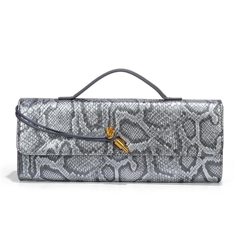 Women's Snake-patterned High-end Handbag, Hand-held Dinner Bag, Lightweight Hand-held Shoulder Bag, Fashionable Crossbody Baguette Bag
