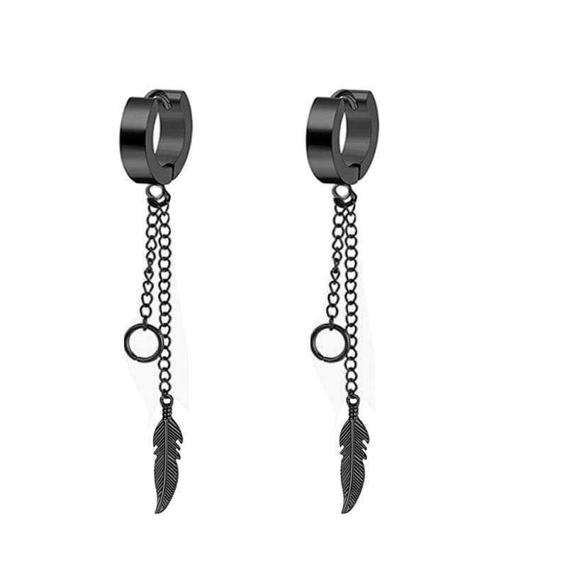 2Pcs Men's and Women's personalized pointy tapered Titanium steel Earrings Retro Simple Circle earrings Hip Hop ear clips