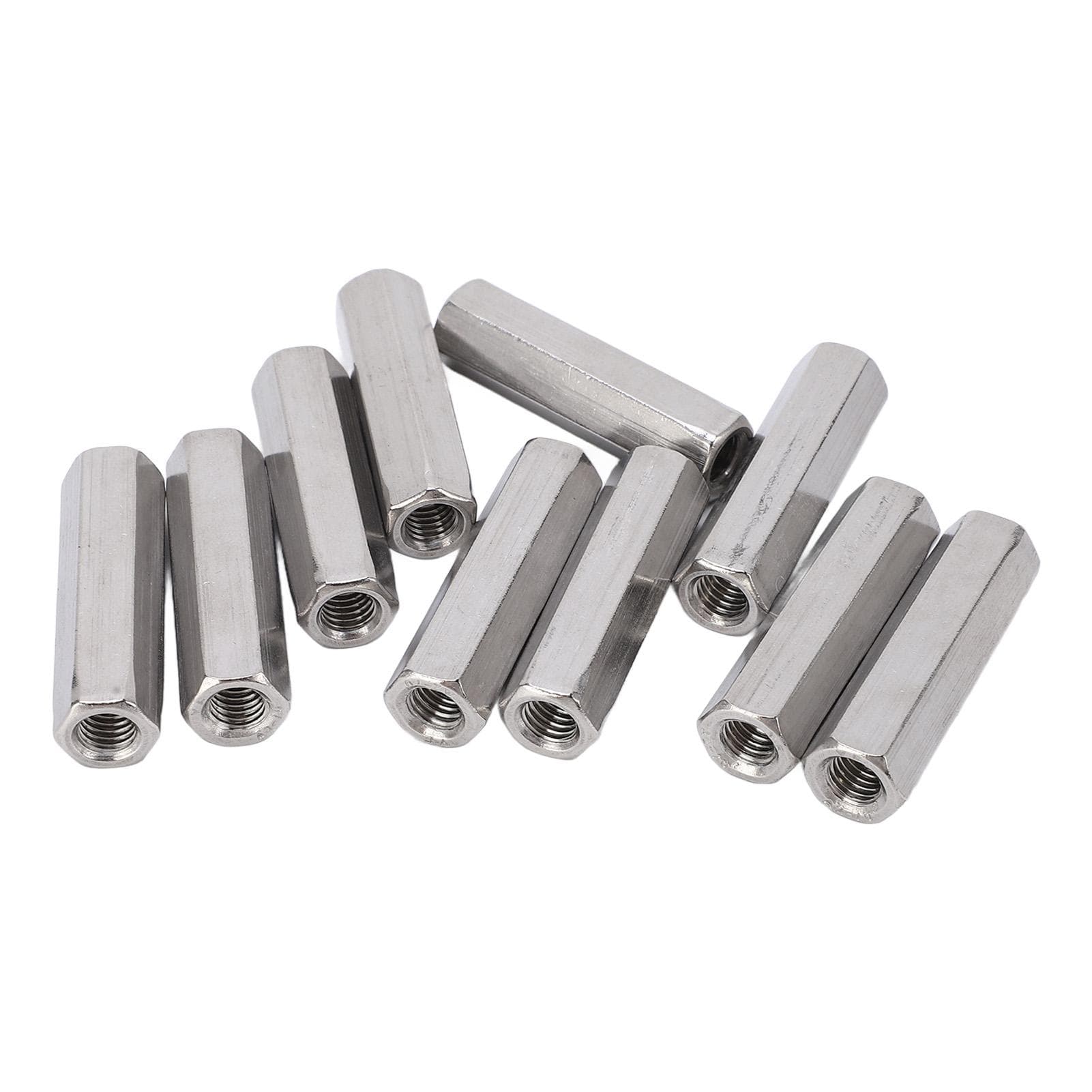 10Pcs Hex Coupling Nut Set Connector 304 Stainless Steel Industrial Fastener M8x1.25 13 L50mm