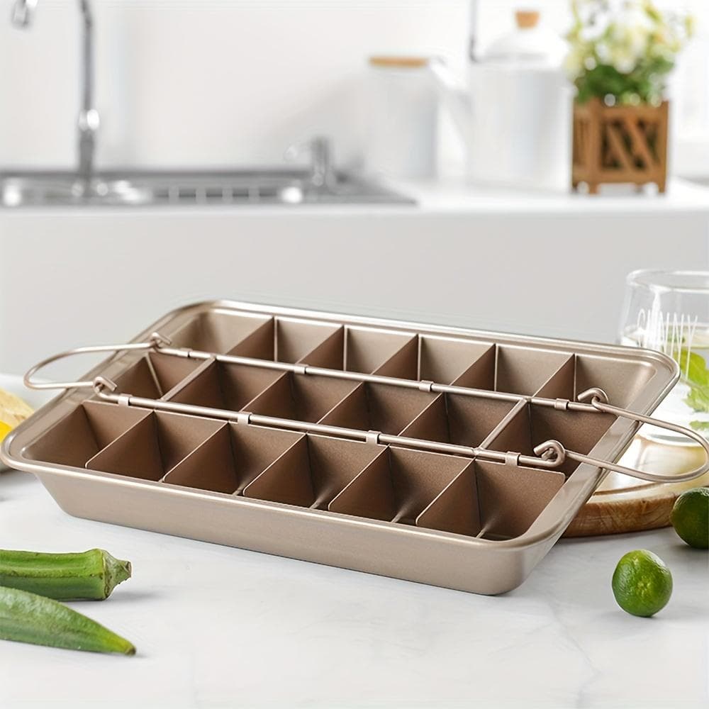 1pc Brownie Cake Pan With Dividers Stainless Steel Loaf Pan Non-Stick Square Muffin Pan Blondie Bakeware