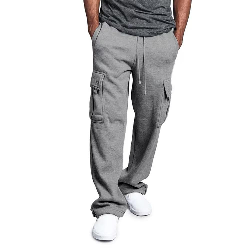 2024 Men's Multi-Pocket Sports Casual Drawstring Trousers with Cuffed Loose Fit Size S