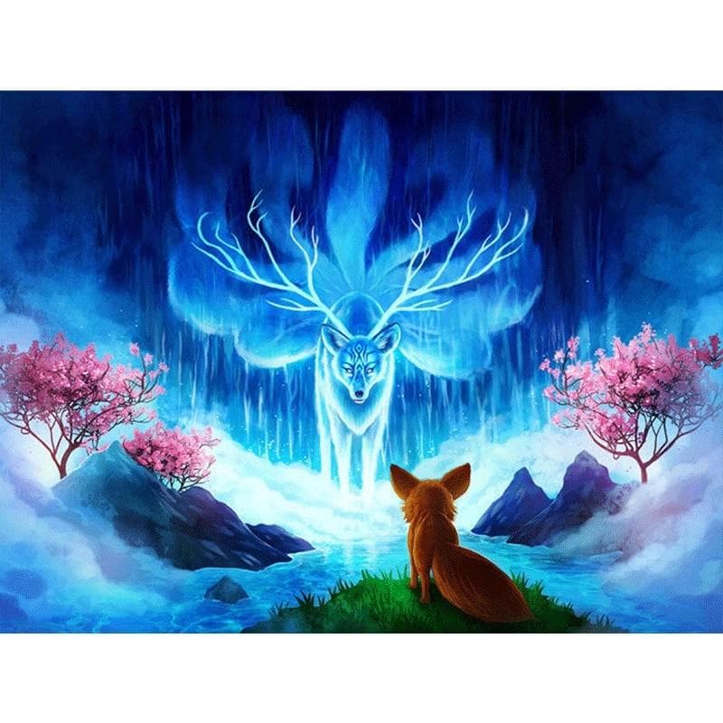Diamond Painting Cross Stitch Nine-tailed Fox Diamond Embroidery Mosaic Decoration 20X30CM