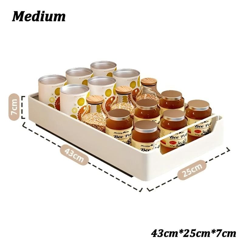 New Kitchen Storage Rack with Slide Rails Pull-out Drawer Type Tray Spice Box Cabinets Organizer M 43X25X7cm white