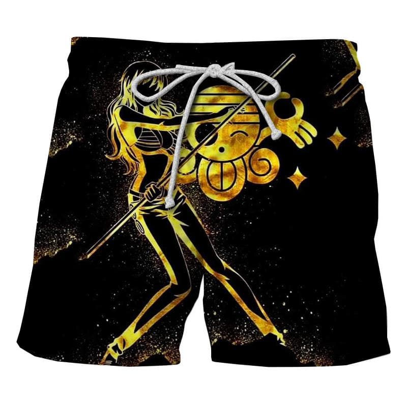 2022 Summer Japanese Anime One Piece Luffy Zorro Print Men's Swimming Shorts Quick Dry Beachwear Swimwear Surfboard Sports Pants M