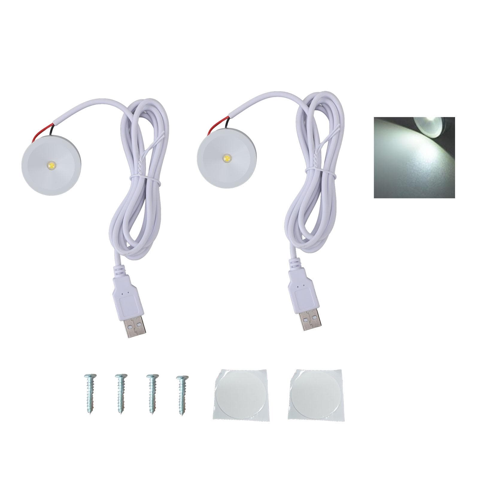 2 Sets Mini Spotlight 5V 1W USB LED Round Eye Caring with 4.3ft Wire Jewelry Display Lighting