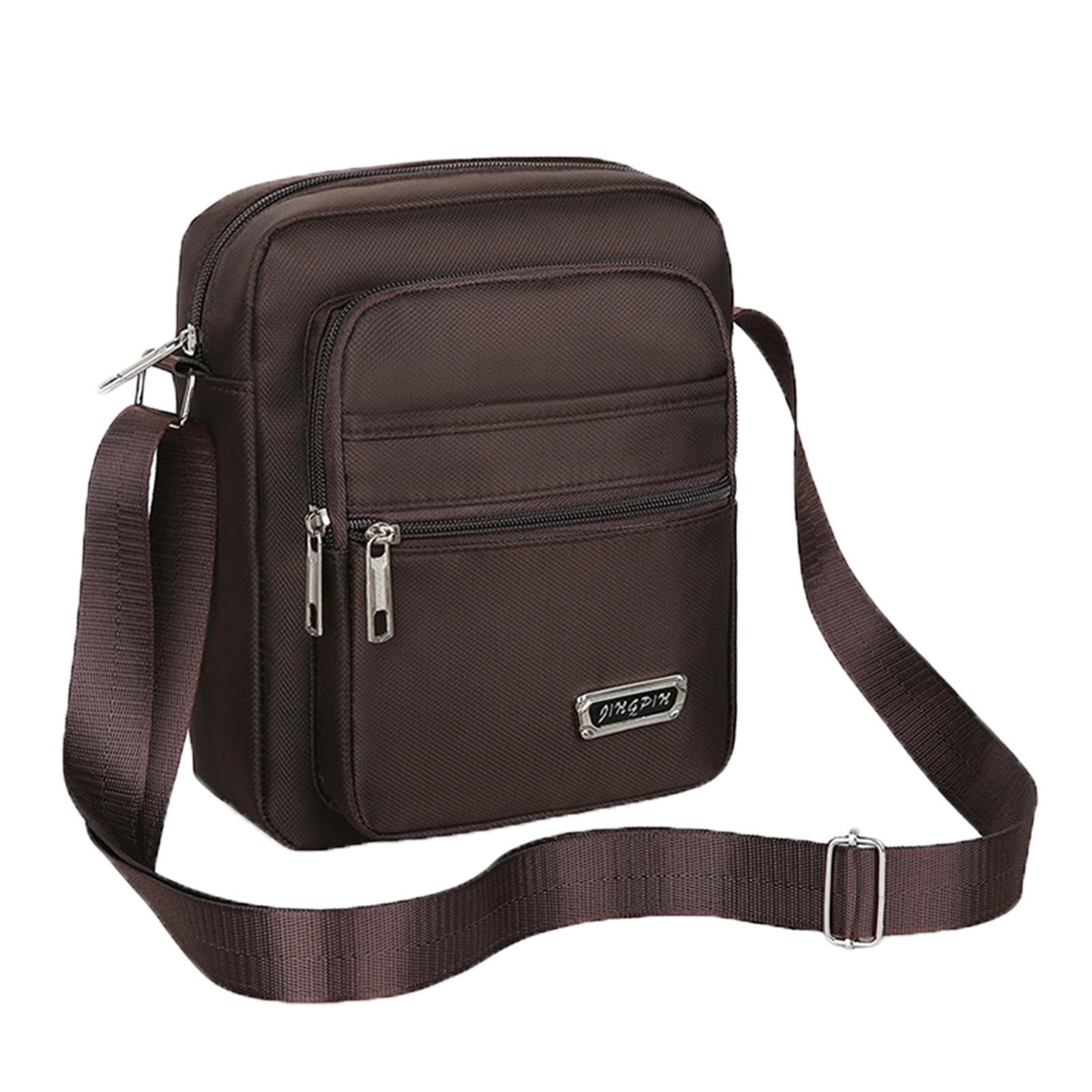 Four Layer Zipper Waterproof Single Shoulder Messenger Bag Business Bag Wallet One Size brown