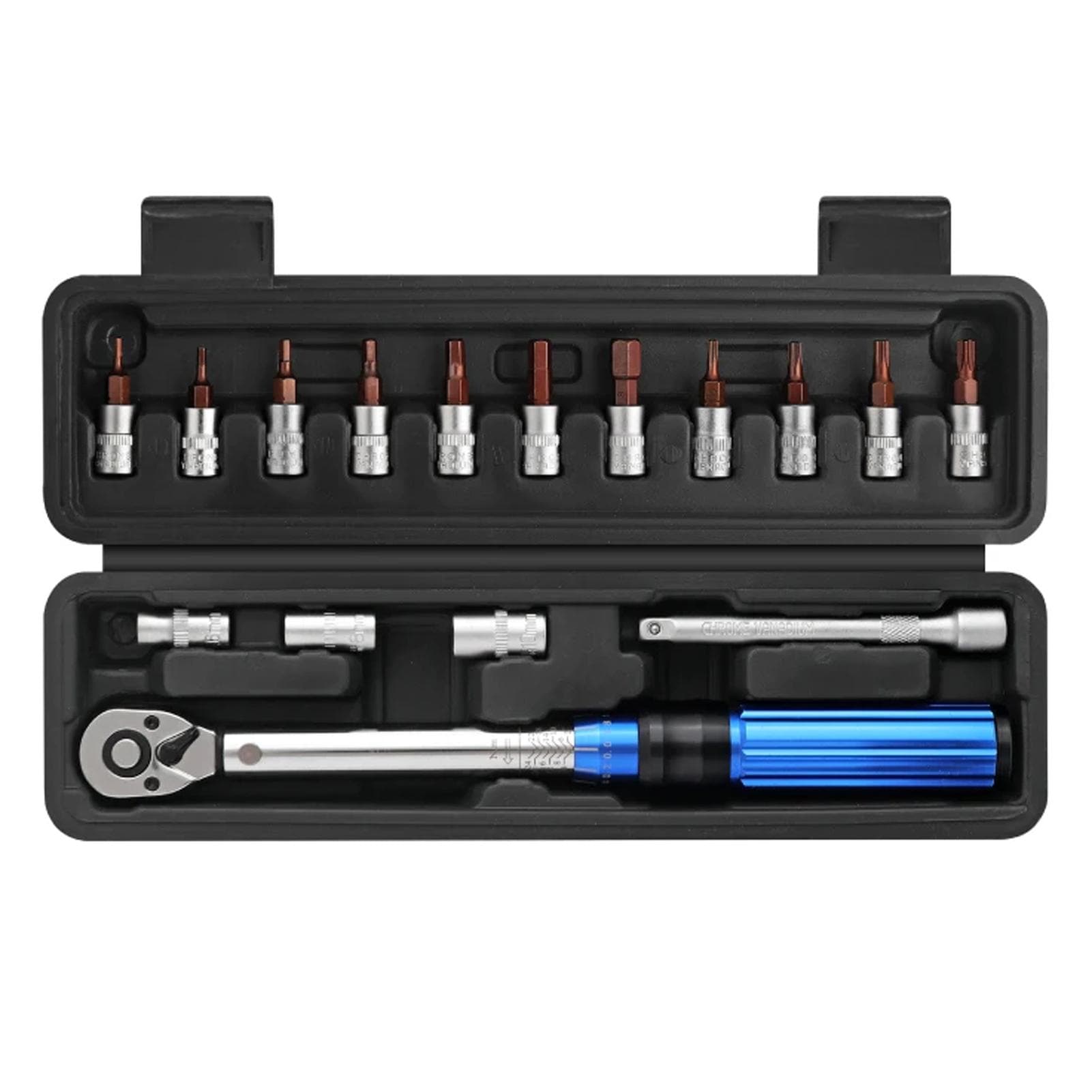 14 Torque Wrench Set, 32PCS Bicycle Hand Torque Wrench Kit with Hex Sockets and Extension Bar, black