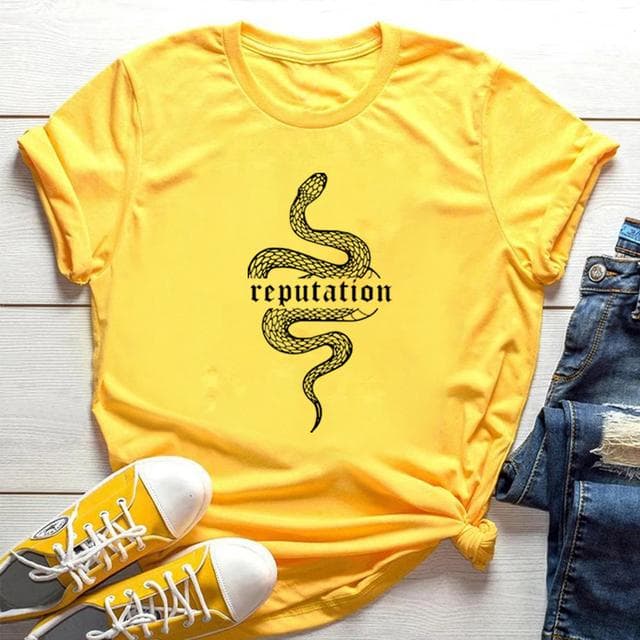 Reputation Snake T Shirt Look What You Made Me Do Shirt Women Clothes Goth Tshirt Unisex Vintage Shirt Snake Graphic Tees XL yellow
