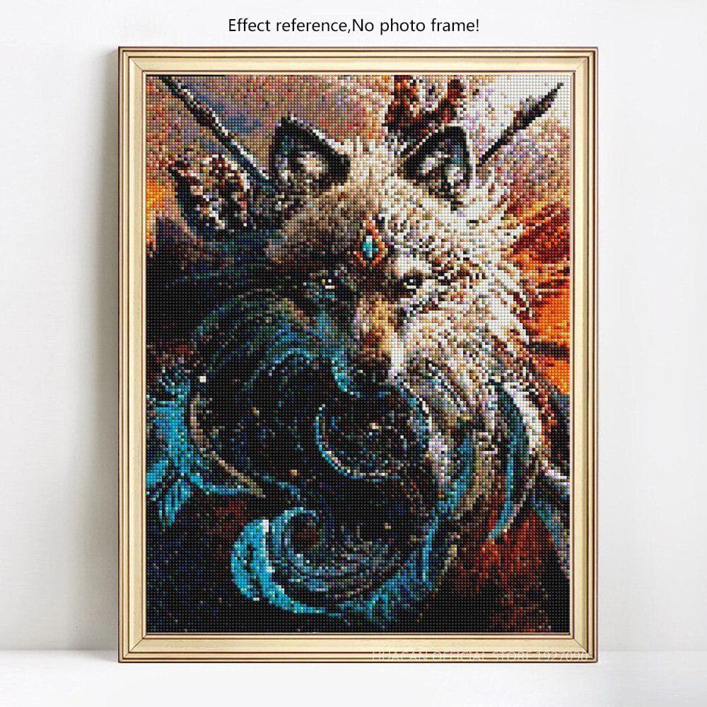 Diamond Mosaic Layout Animals Pictures With Rhinestones Crystal Diamond Painting Wolf Cross Stitch 20X30