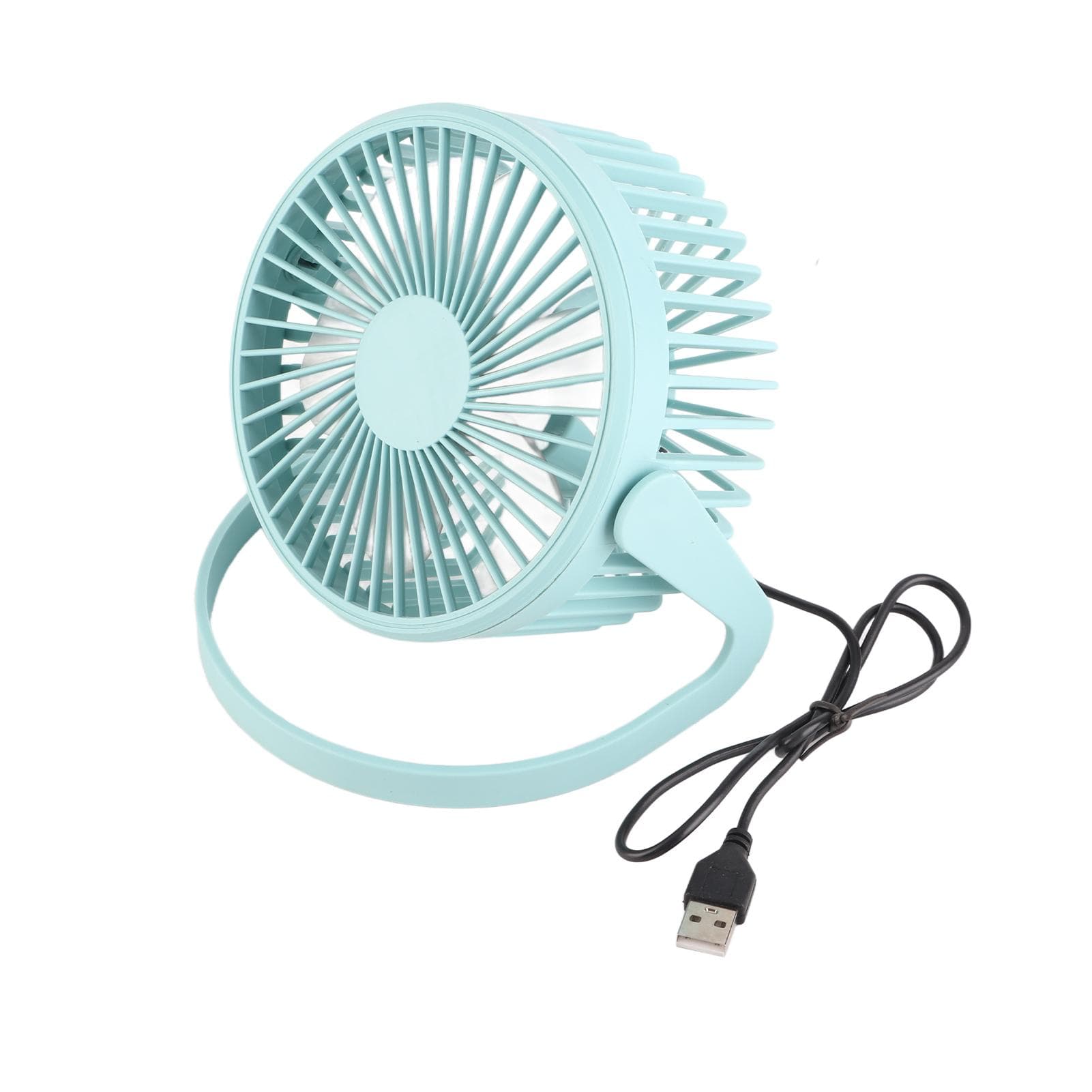 Mini Desk Fan 360 Degree Rotation Low Noise Brushless Motor USB Powered Portable Small Table Fan sky blue