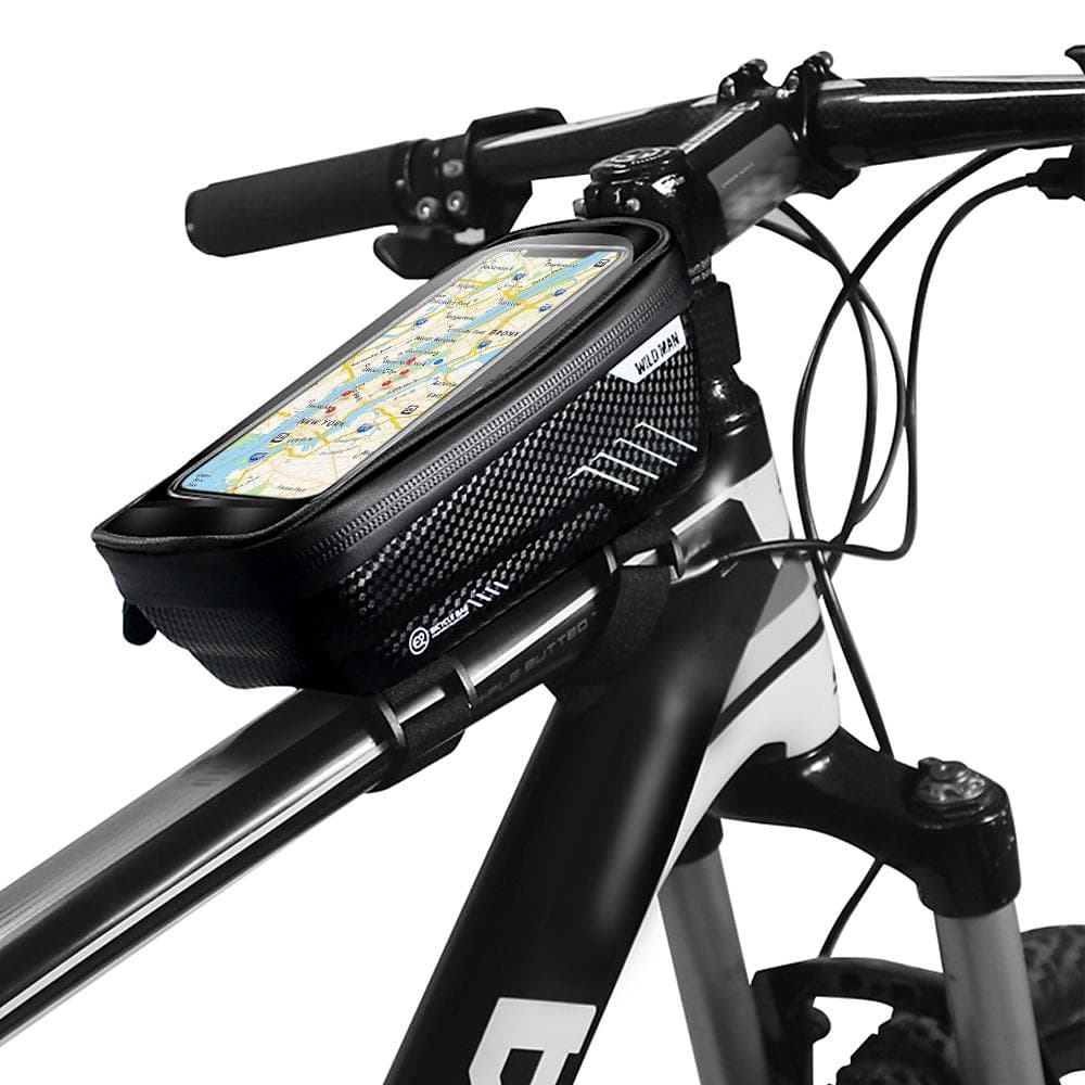 Bike Phone Bags Phone Holder Case Waterproof Bicycle Front Frame Tube Bag black