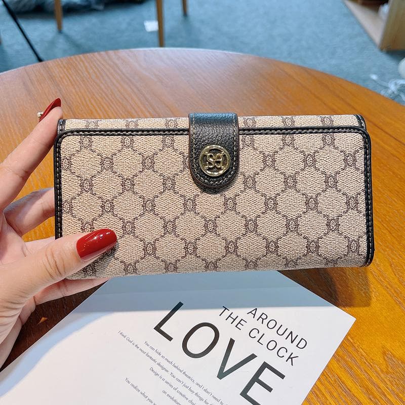 2024 New Genuine Leather Women Wallets Fashion Brand Design Long Purse Triumphal Arch Clutch Bag Calfskin Billfold Card Holders black
