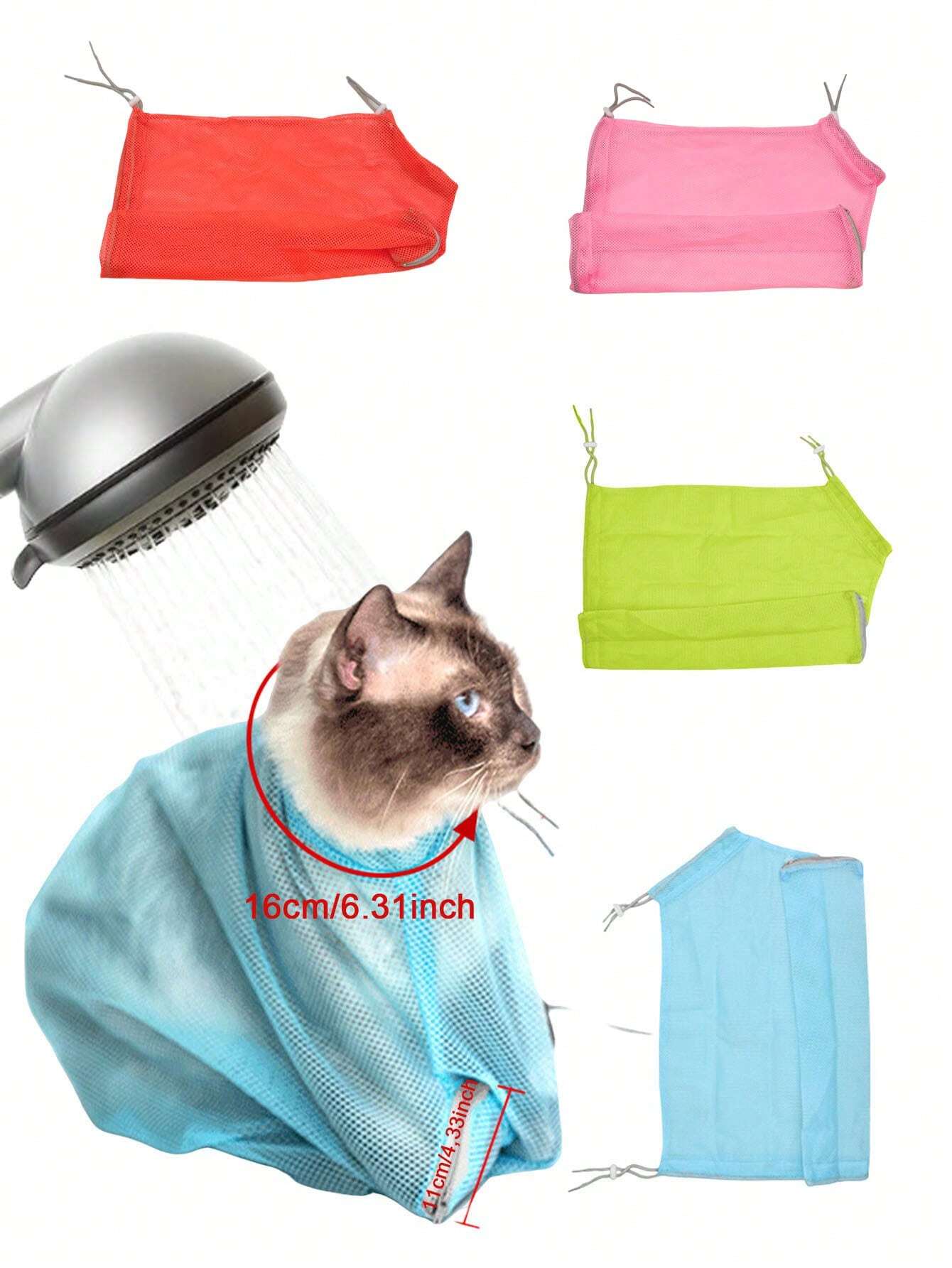 Breathable Mesh Anti Scratch Adjustable Cat Grooming Bag For Nail Trimming, Bathing Polyester Soft Cat Washing Bag Pet Grooming Bag For Cats Bright Yellow