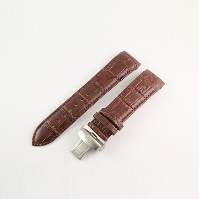 23mm COUTURIER Series T035439A T035617A T035439.617 Genuine Leather curved end Watch Band Strap Bracelet+Silver Butterfly Buckle For T035 23MM brown