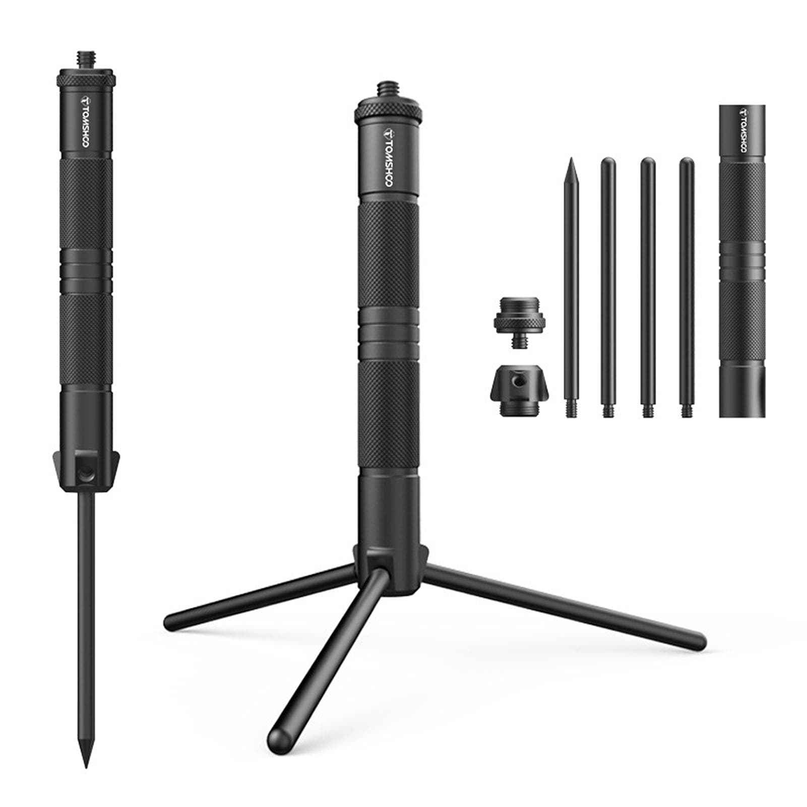TOMSHOO Aluminum Lantern Stand Camping Lamp Pole Foldable Light Support Holder Lamp Bracket Camera black