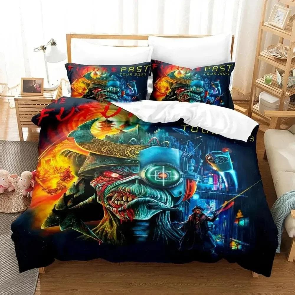 Iron Heavy Metal Maidens Bedding Set Duvet Cover Bed Set Quilt Cover Pillowcase Comforter king Queen Size Boys Adult Bedding Set 135x200cm 2pcs