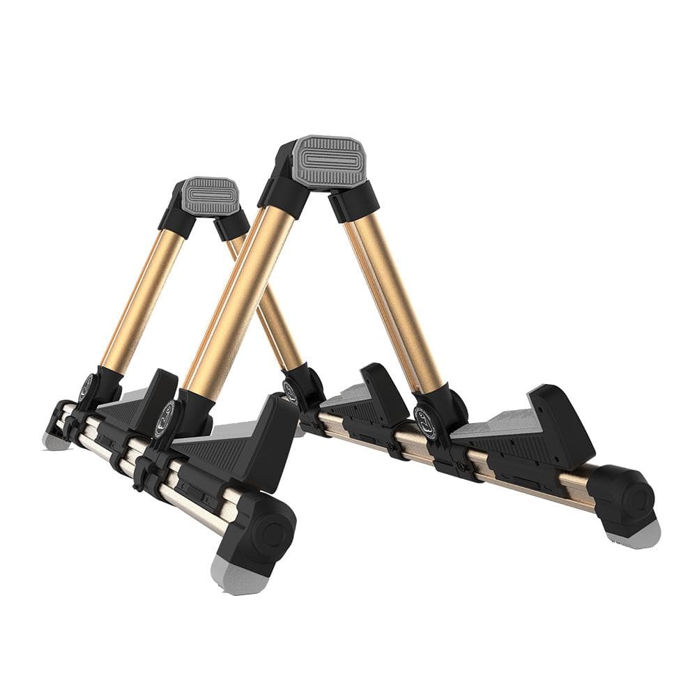 Double Guitar Stand A-frame Folding Adjustable Holder Bracket Support Aluminum Alloy Universal for Double Type gold