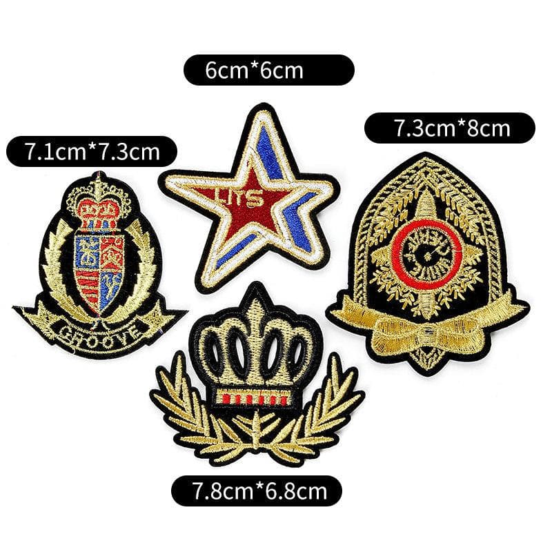 Badge Cloth Sticker Clothes Pants Patch Sticker Down Jacket Jeans Hole Repair Sticker Pattern Embroidery Sticker 3 #[Mixed 4 pieces]