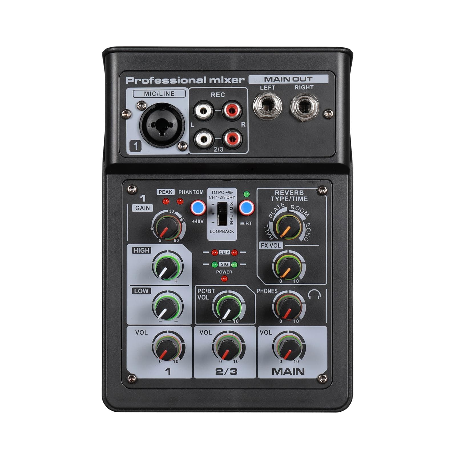 3 Channel Audio Mixer BT Digital Stereo Sound Board Console System DSP Scene Effect with Track black