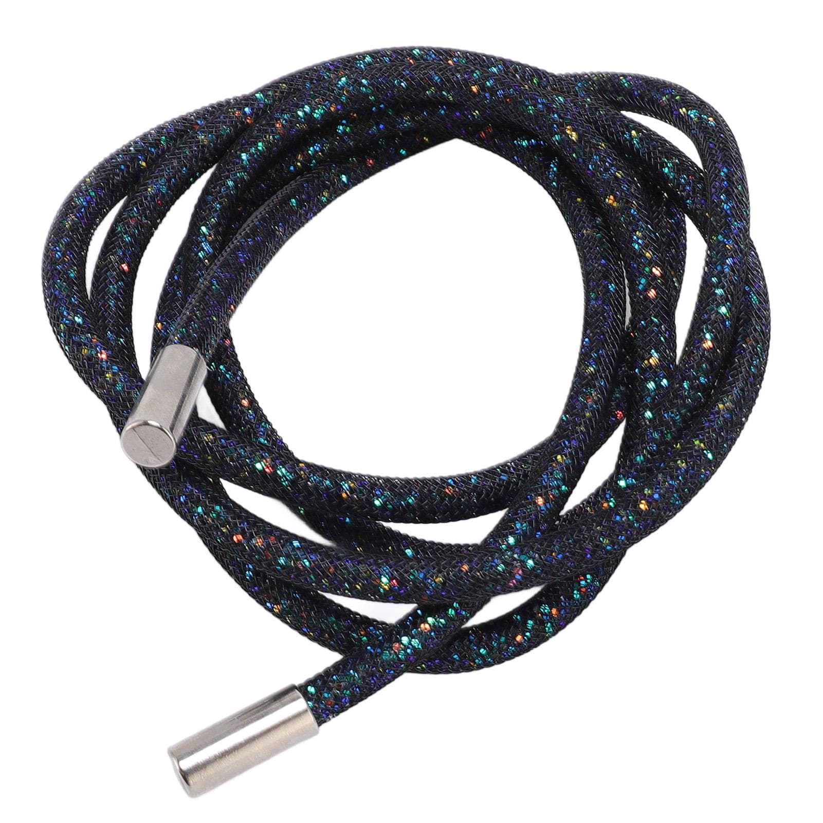 Shiny Round Cord 138cm Length Mesh and Metal Multifunctional Bling Drawstring Cord Rope Black Mesh multicolour