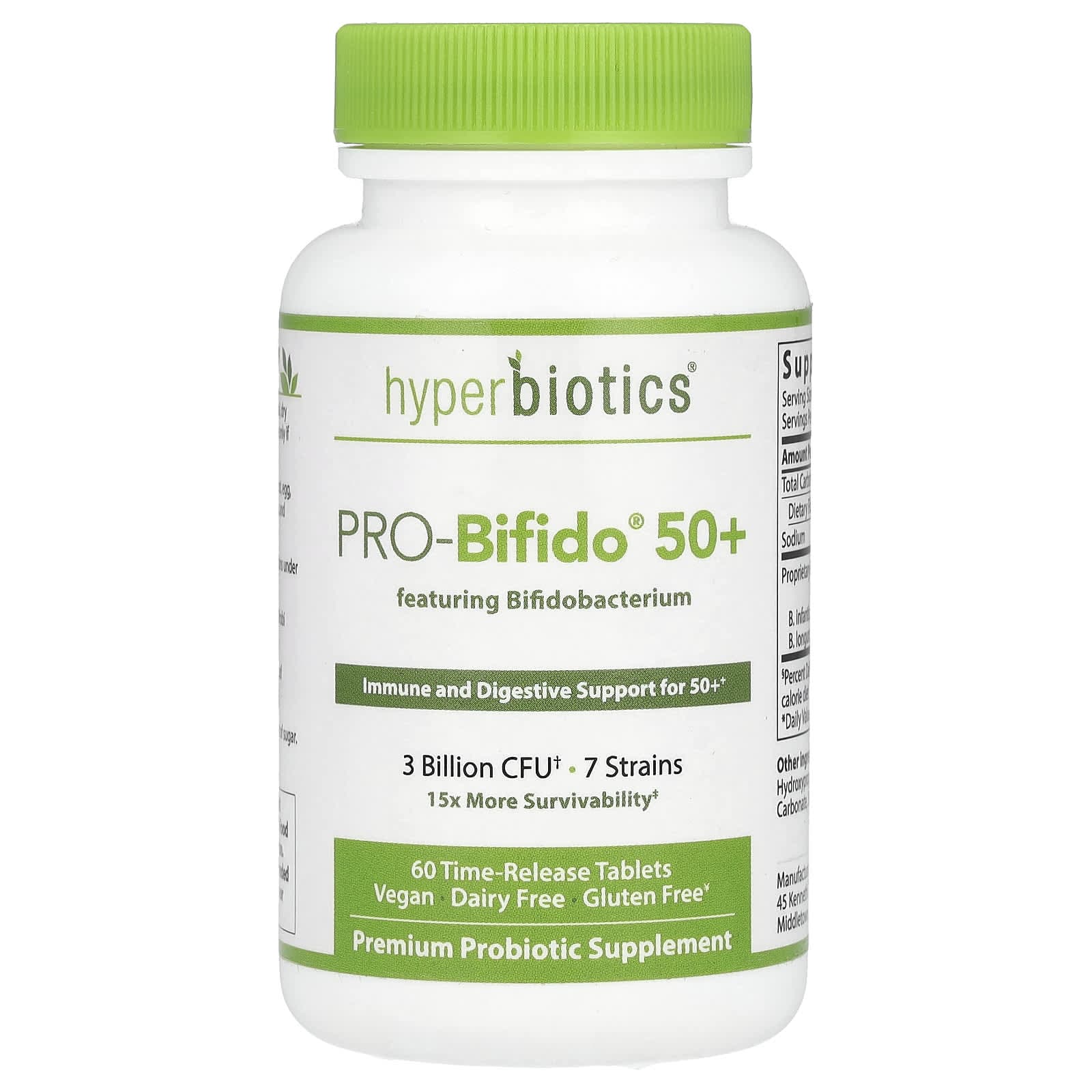 Vital Nutrients, Hyperbiotics®, PRO-Bifido® 50+, 3 billion CFU, 60 extended-release tablets