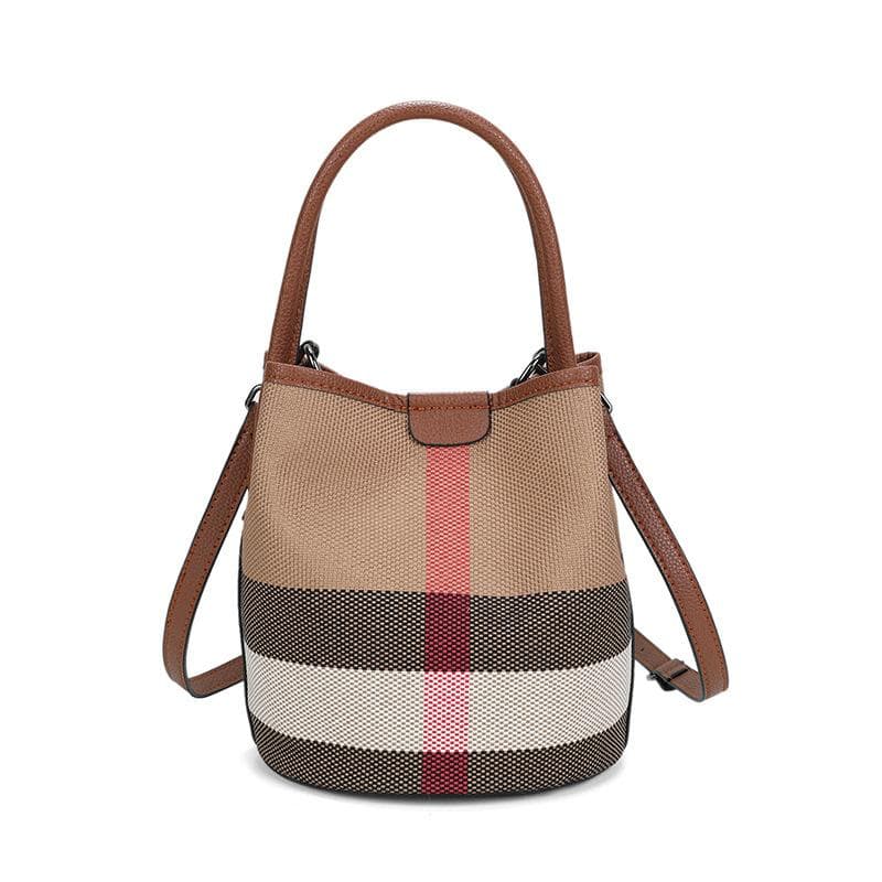 New Classic Plaid Women's Bucket Bag Designer Fashionable Casual Handbag All Matching Multi Function Shoulder Bag