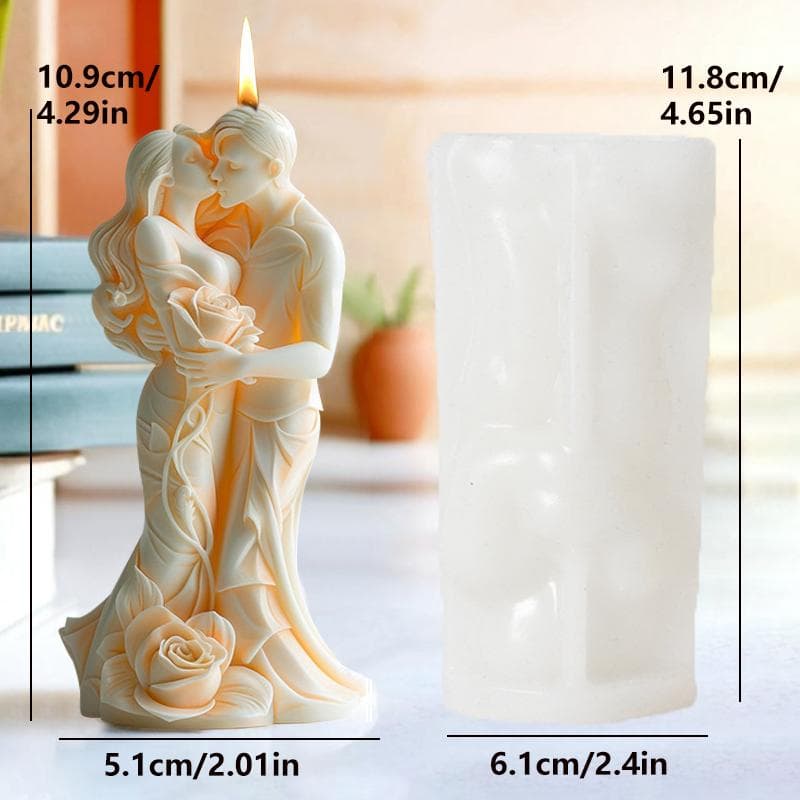 3D Rose Couple Candle Silicone Mold Men Women Embrace Couple Embrace Candle Mould Wedding Decor Valentine's Day Gift Resin Molds