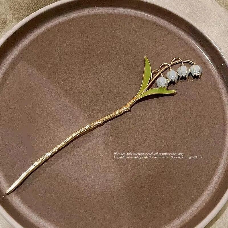 Chinese Style Convallaria Metal Hair Sticks Hairpin Trendy Female Flower Tulip Hair Clasp Combs and Sticks Hair Accessories blue
