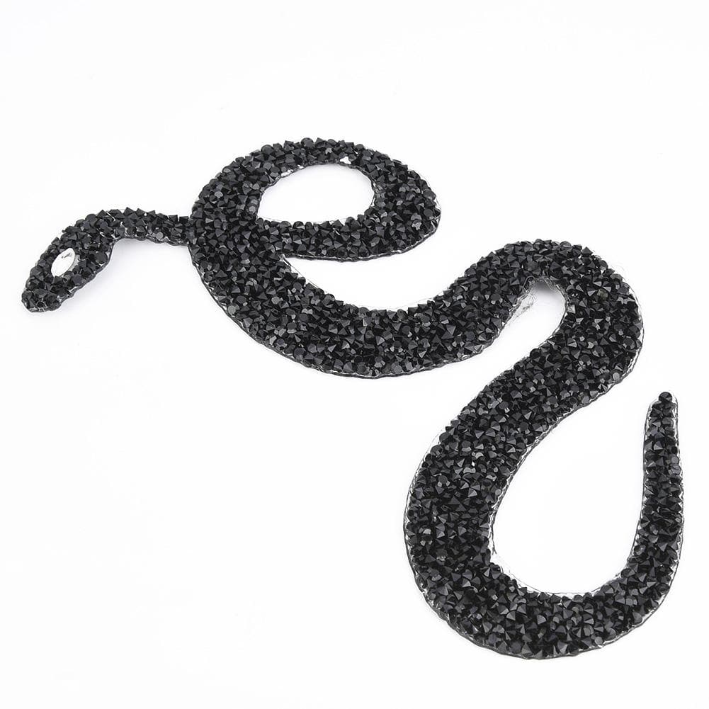 SnakE Shaped Rhinestones Trim Ribbon Mesh Wrap Roll DIY Clothing Accessories Applique (Black) black