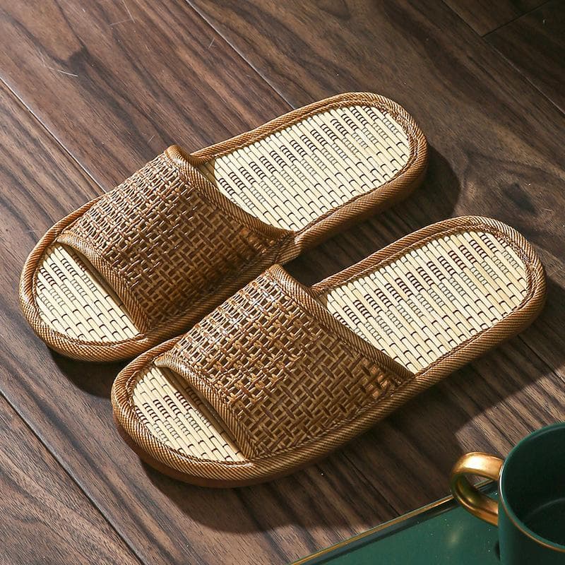 Summer Unisex Bamboo Woven Rattan Grass Woven Sandals and Mopping Stalls Home Indoor and Outdoor Slippers 40-41