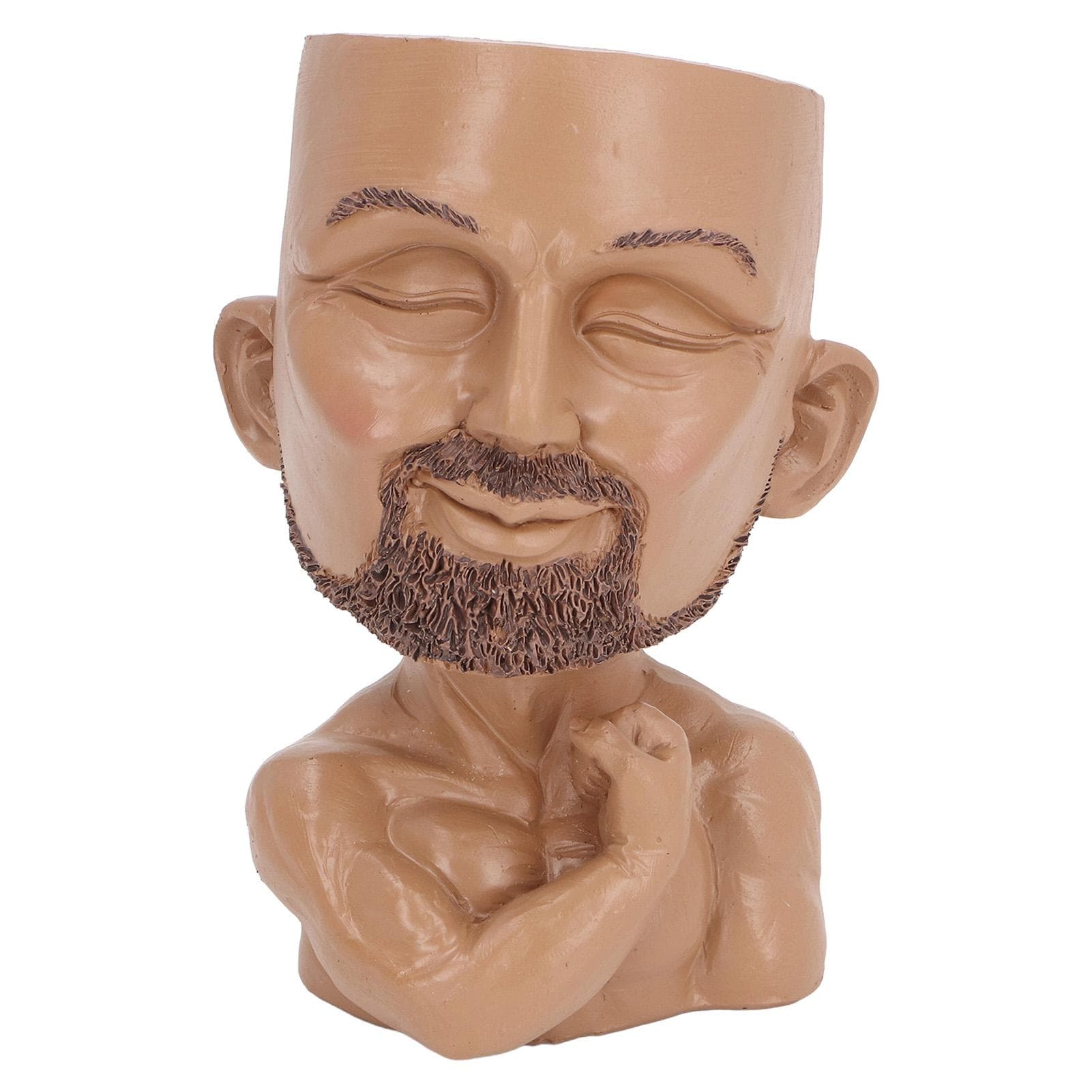 Face Planter Pot with Drainage Hole Man Face Flower Pot Head Planter Muscular Man Flower Pot for coffee