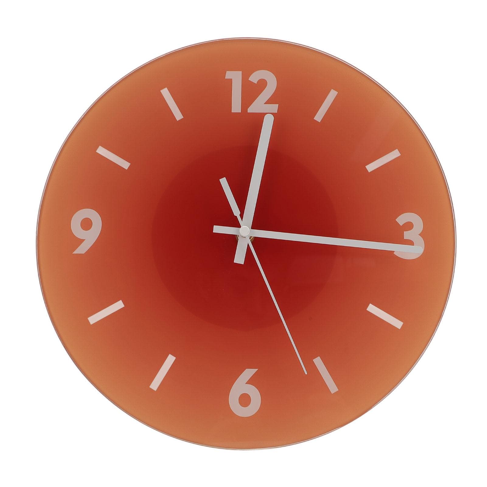 Wall Clock 12 Inch Nordic Sun Down Innovative Glass Silent Modern Wall Clock for Living Room orange
